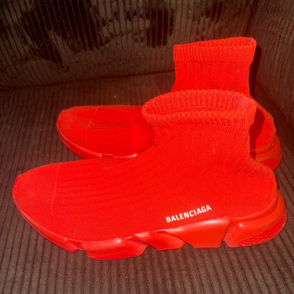 Balenciaga Bold Red Knit Sneakers